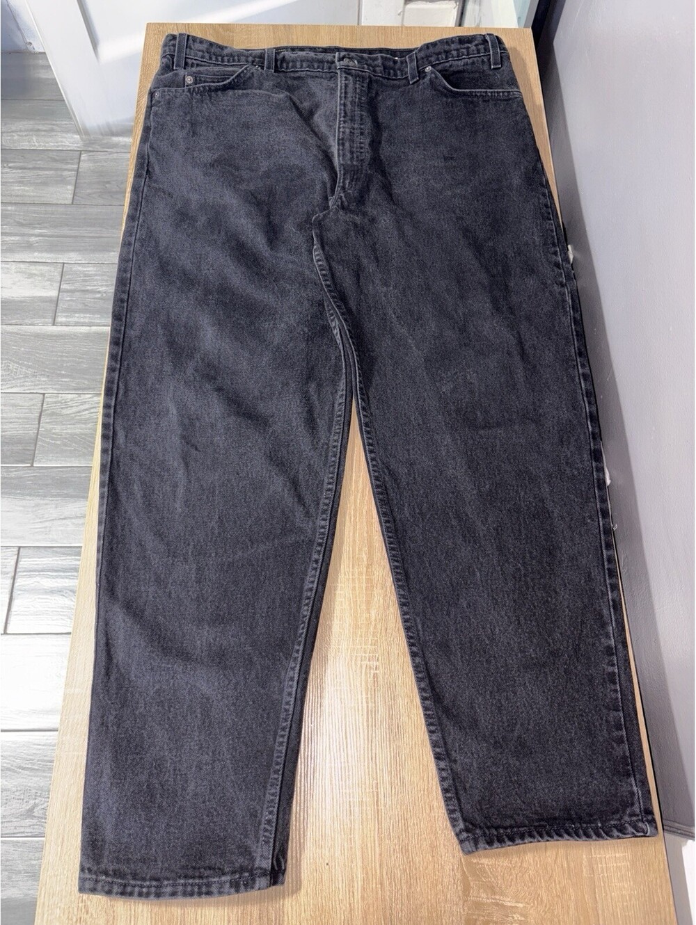 Levis 550 Jeans Mens 42x30 Black Relaxed Tapered Orange Tab Vintage 90s